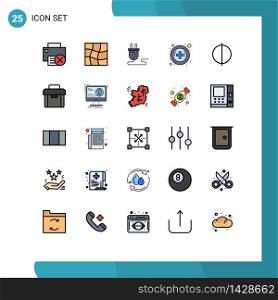 Universal Icon Symbols Group of 25 Modern Filled line Flat Colors of quality, antialiasing, electrical, pharmacy, hospital Editable Vector Design Elements