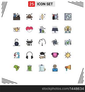 Universal Icon Symbols Group of 25 Modern Filled line Flat Colors of cd, fashion, brake, cosmetics, beauty Editable Vector Design Elements