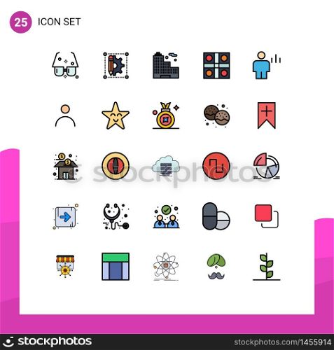 Universal Icon Symbols Group of 25 Modern Filled line Flat Colors of analytics, ludo game, pen, ludo board, game Editable Vector Design Elements