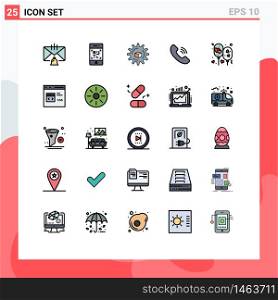 Universal Icon Symbols Group of 25 Modern Filled line Flat Colors of balloon, phone, technology, communication, scince Editable Vector Design Elements