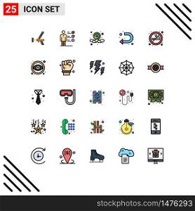 Universal Icon Symbols Group of 25 Modern Filled line Flat Colors of left, sign, skills, arrow, plus Editable Vector Design Elements