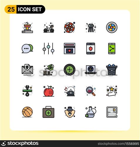 Universal Icon Symbols Group of 25 Modern Filled line Flat Colors of film, party, catalog, night, sample Editable Vector Design Elements