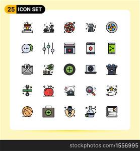 Universal Icon Symbols Group of 25 Modern Filled line Flat Colors of film, party, catalog, night, sample Editable Vector Design Elements