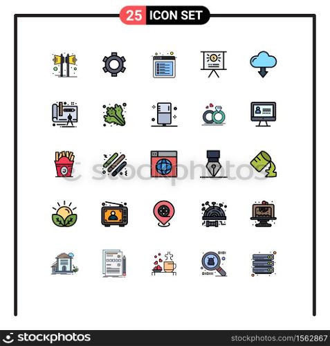 Universal Icon Symbols Group of 25 Modern Filled line Flat Colors of arrow, presentation, ui, marketing, web Editable Vector Design Elements