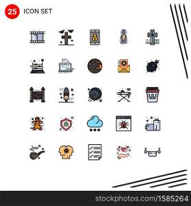Universal Icon Symbols Group of 25 Modern Filled line Flat Colors of american, racing, lock, game, car Editable Vector Design Elements