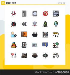Universal Icon Symbols Group of 25 Modern Filled line Flat Colors of database, no, side, fire, gadget Editable Vector Design Elements