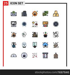 Universal Icon Symbols Group of 25 Modern Filled line Flat Colors of business, communication, islam, messages, chat Editable Vector Design Elements