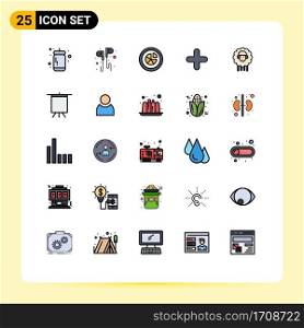 Universal Icon Symbols Group of 25 Modern Filled line Flat Colors of sign, new, smartphone, add, pie Editable Vector Design Elements