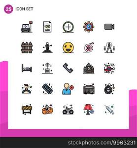 Universal Icon Symbols Group of 25 Modern Filled line Flat Colors of camera, building, finance, construction, new Editable Vector Design Elements