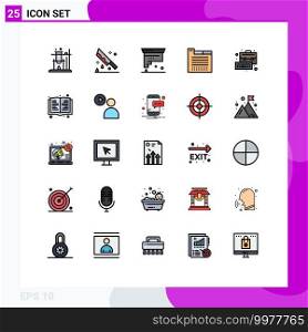 Universal Icon Symbols Group of 25 Modern Filled line Flat Colors of business, theme, cartridge, tabs, ink Editable Vector Design Elements