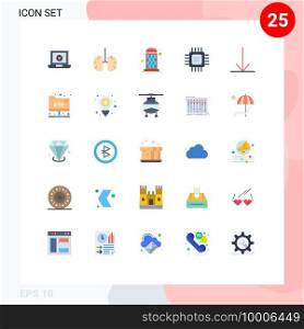 Universal Icon Symbols Group of 25 Modern Flat Colors of arrow, devices, healthcare, cpu, call Editable Vector Design Elements