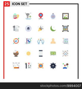 Universal Icon Symbols Group of 25 Modern Flat Colors of coding, gps, location, navigation, compass Editable Vector Design Elements