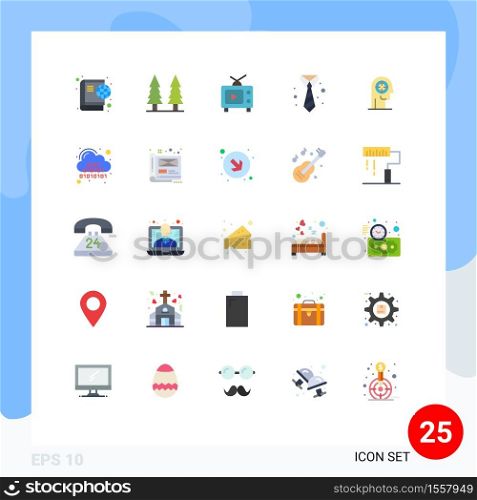 Universal Icon Symbols Group of 25 Modern Flat Colors of concentration, clothing, tv, tie, business Editable Vector Design Elements