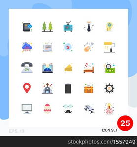 Universal Icon Symbols Group of 25 Modern Flat Colors of concentration, clothing, tv, tie, business Editable Vector Design Elements