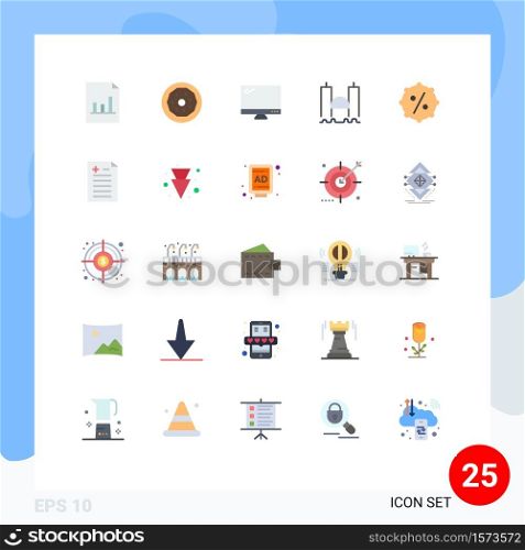 Universal Icon Symbols Group of 25 Modern Flat Colors of discount, industrial, monitor, harbor, bridge Editable Vector Design Elements