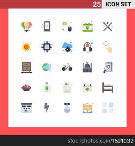 Universal Icon Symbols Group of 25 Modern Flat Colors of drum, cyber, location, crime, mouse Editable Vector Design Elements