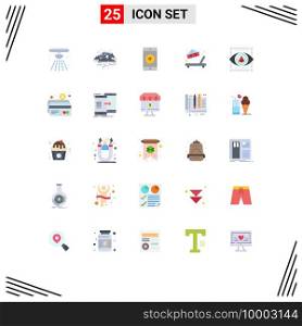Universal Icon Symbols Group of 25 Modern Flat Colors of eye, vacation, crack, sunbed, poniter Editable Vector Design Elements