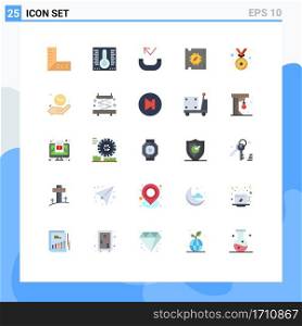 Universal Icon Symbols Group of 25 Modern Flat Colors of hand, winner, phone, medal, processor chip Editable Vector Design Elements