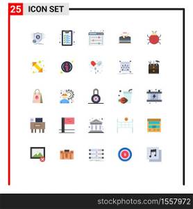 Universal Icon Symbols Group of 25 Modern Flat Colors of insect, parade, equalizer, music, drum Editable Vector Design Elements