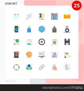 Universal Icon Symbols Group of 25 Modern Flat Colors of interface, email, decisions, mail, design Editable Vector Design Elements
