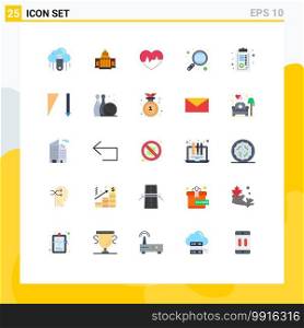 Universal Icon Symbols Group of 25 Modern Flat Colors of knowledge, pulse, house, heartbeat, ecg Editable Vector Design Elements