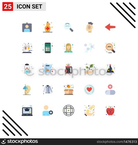 Universal Icon Symbols Group of 25 Modern Flat Colors of left, skill, magnifier, knowledge, head Editable Vector Design Elements