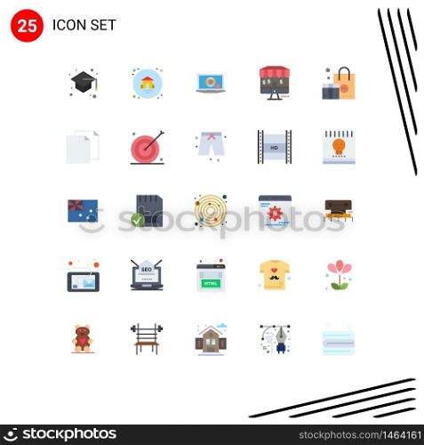 Universal Icon Symbols Group of 25 Modern Flat Colors of marketing, branding, monitor, advertising, marketing Editable Vector Design Elements