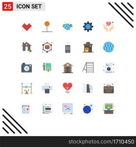 Universal Icon Symbols Group of 25 Modern Flat Colors of motivation, heart, globe, hand, internet Editable Vector Design Elements