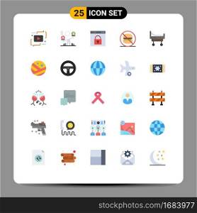 Universal Icon Symbols Group of 25 Modern Flat Colors of no, food, lift, fast, page Editable Vector Design Elements