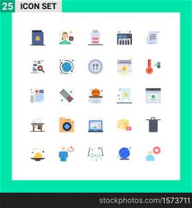 Universal Icon Symbols Group of 25 Modern Flat Colors of novel, sound, playing football, piano, user Editable Vector Design Elements