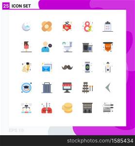 Universal Icon Symbols Group of 25 Modern Flat Colors of paper, business, heart, women day, flower Editable Vector Design Elements