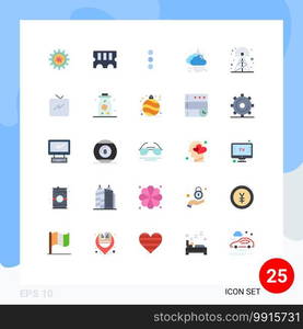 Universal Icon Symbols Group of 25 Modern Flat Colors of radio, broadcasting, phone, cloud, windy Editable Vector Design Elements