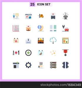 Universal Icon Symbols Group of 25 Modern Flat Colors of room, sink, lifter, tecnology, laptop Editable Vector Design Elements