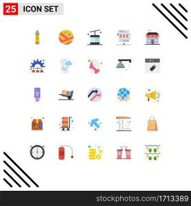 Universal Icon Symbols Group of 25 Modern Flat Colors of shop, recreation, gondola, game, athletics Editable Vector Design Elements