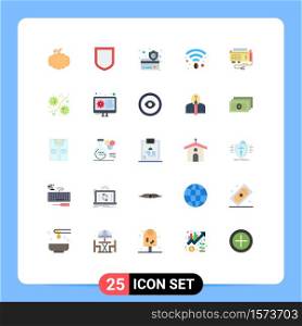 Universal Icon Symbols Group of 25 Modern Flat Colors of source, computer, payment, battery, wifi Editable Vector Design Elements