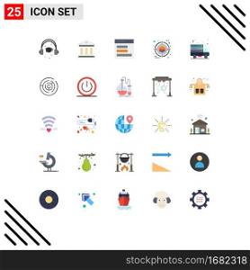 Universal Icon Symbols Group of 25 Modern Flat Colors of transfer, internet, contact, product, deployment Editable Vector Design Elements
