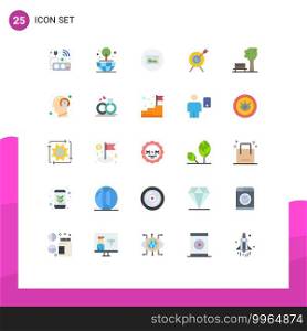 Universal Icon Symbols Group of 25 Modern Flat Colors of tree, nature, photo, bench, aim Editable Vector Design Elements