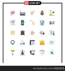 Universal Icon Symbols Group of 25 Modern Flat Colors of waste, pollution, radio, gas, knowledge Editable Vector Design Elements
