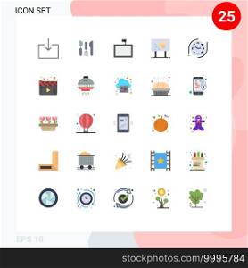 Universal Icon Symbols Group of 25 Modern Flat Colors of watch, clock, tv, pencil, chemistry Editable Vector Design Elements