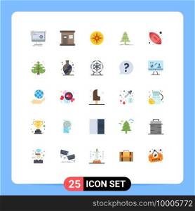 Universal Icon Symbols Group of 25 Modern Flat Colors of x mas, forest, wellness, tree, navigator Editable Vector Design Elements