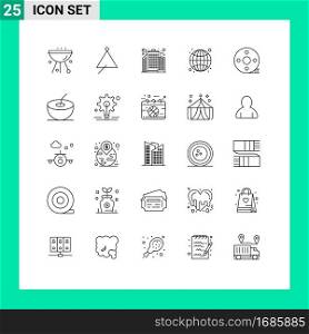 Universal Icon Symbols Group of 25 Modern Lines of action clapper, seo, sound, internet, office Editable Vector Design Elements