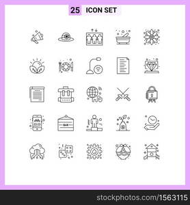 Universal Icon Symbols Group of 25 Modern Lines of agriculture, sunflower, lift, flower, pestle Editable Vector Design Elements