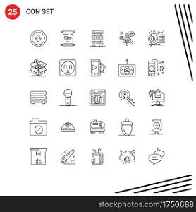 Universal Icon Symbols Group of 25 Modern Lines of analysis, multimedia, day, microphone, server Editable Vector Design Elements
