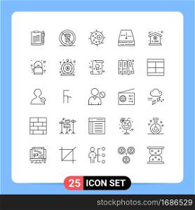 Universal Icon Symbols Group of 25 Modern Lines of box, plant, diet, cell, animal Editable Vector Design Elements