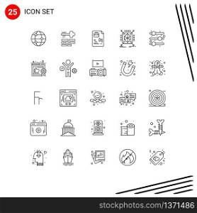 Universal Icon Symbols Group of 25 Modern Lines of business, adjust, document, structure, prototyping Editable Vector Design Elements