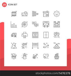 Universal Icon Symbols Group of 25 Modern Lines of cookie, hospital, video projector, medical, planning Editable Vector Design Elements