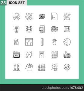 Universal Icon Symbols Group of 25 Modern Lines of cosmetics, graph, seo, document, professor Editable Vector Design Elements