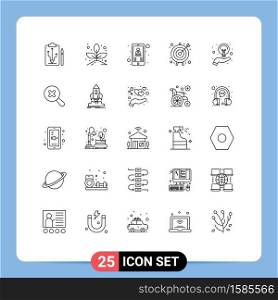 Universal Icon Symbols Group of 25 Modern Lines of creative, business goal, contact, target, arrow Editable Vector Design Elements