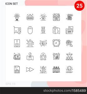 Universal Icon Symbols Group of 25 Modern Lines of house, halloween, tag, celebration, summer Editable Vector Design Elements