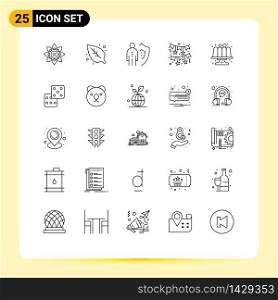 Universal Icon Symbols Group of 25 Modern Lines of night party, decoration, leaf, bow, person Editable Vector Design Elements